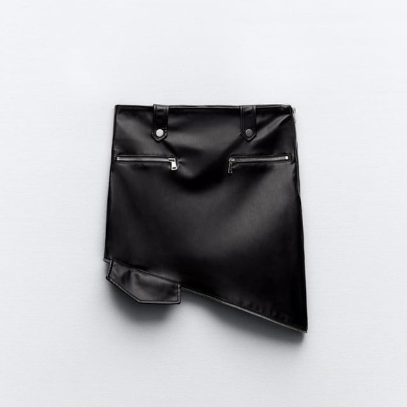 NWT 2 IN 1 DETACHABLE FAUX LEATHER MIDI BLACK SKIRT - Picture 8 of 15